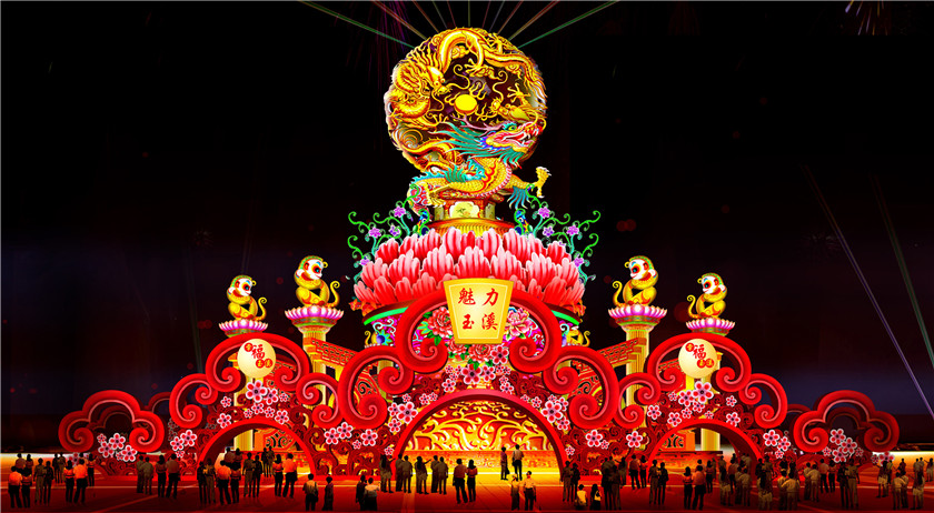 中秋国庆灯展设计图月耀龙族
